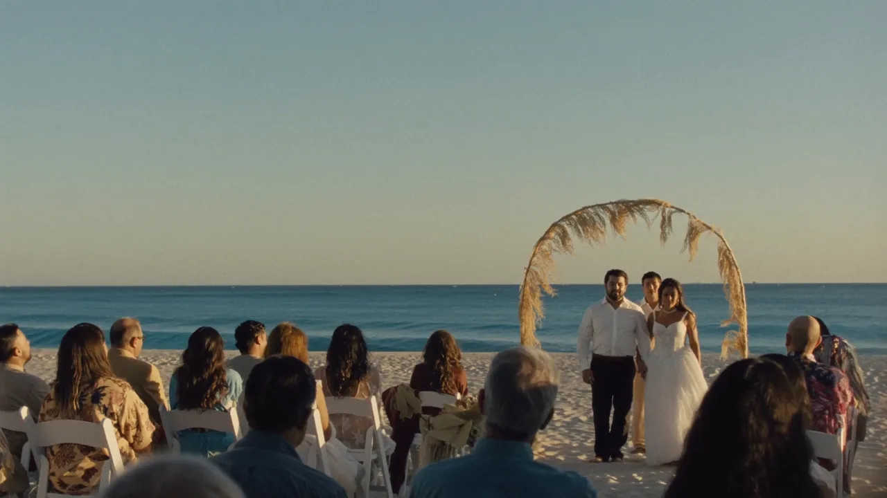 Ceremonia de boda en la playa al atardecer